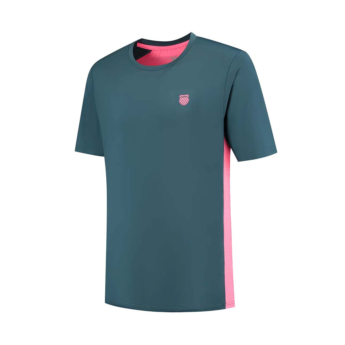 T-shirt K-Swiss Hypercourt Print Crew Blu petrolio / Rosa