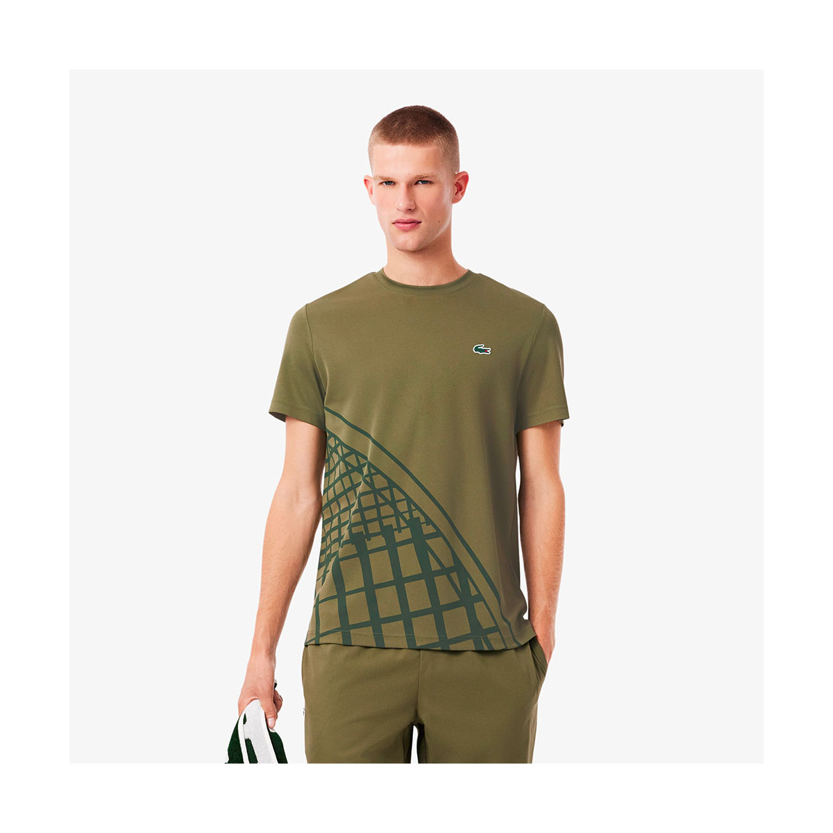 T-shirt Lacoste Ultra Dry Stampato Bianco Ecr&ugrave;