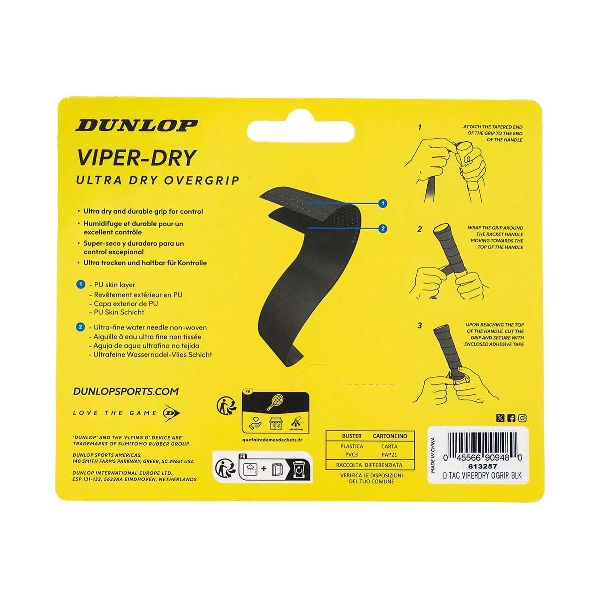 Overgrips Dunlop Viper-Dry Nero x 3