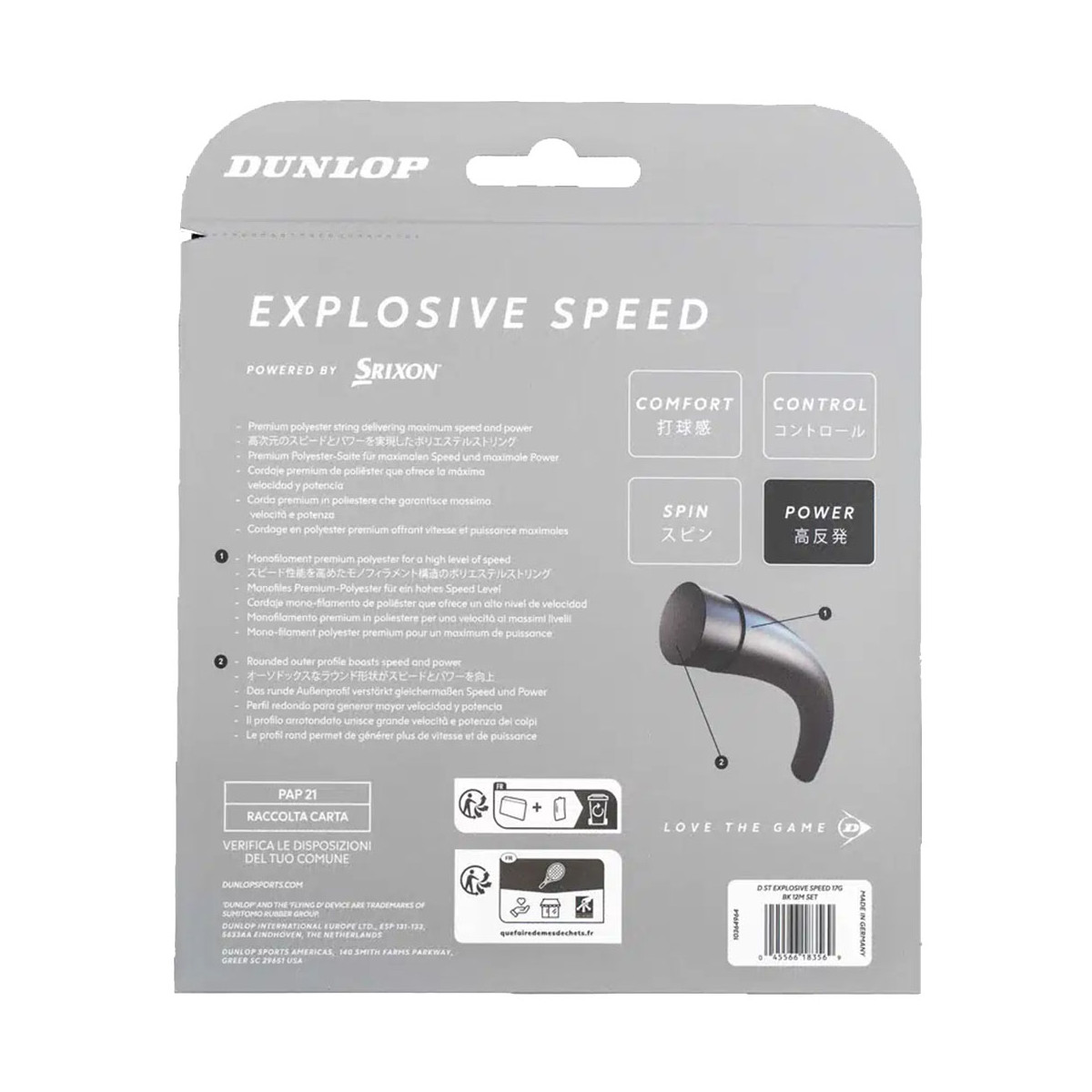 Corda Dunlop Explosive Speed Nero 12m