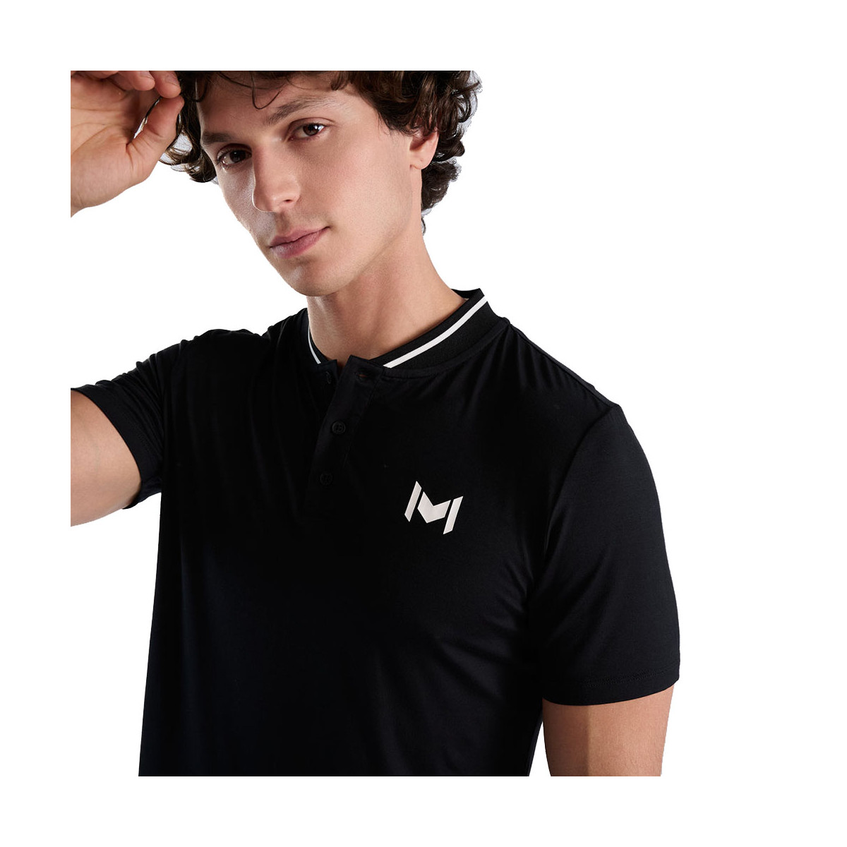 Polo Mouratoglou Mandarin Collar Nero