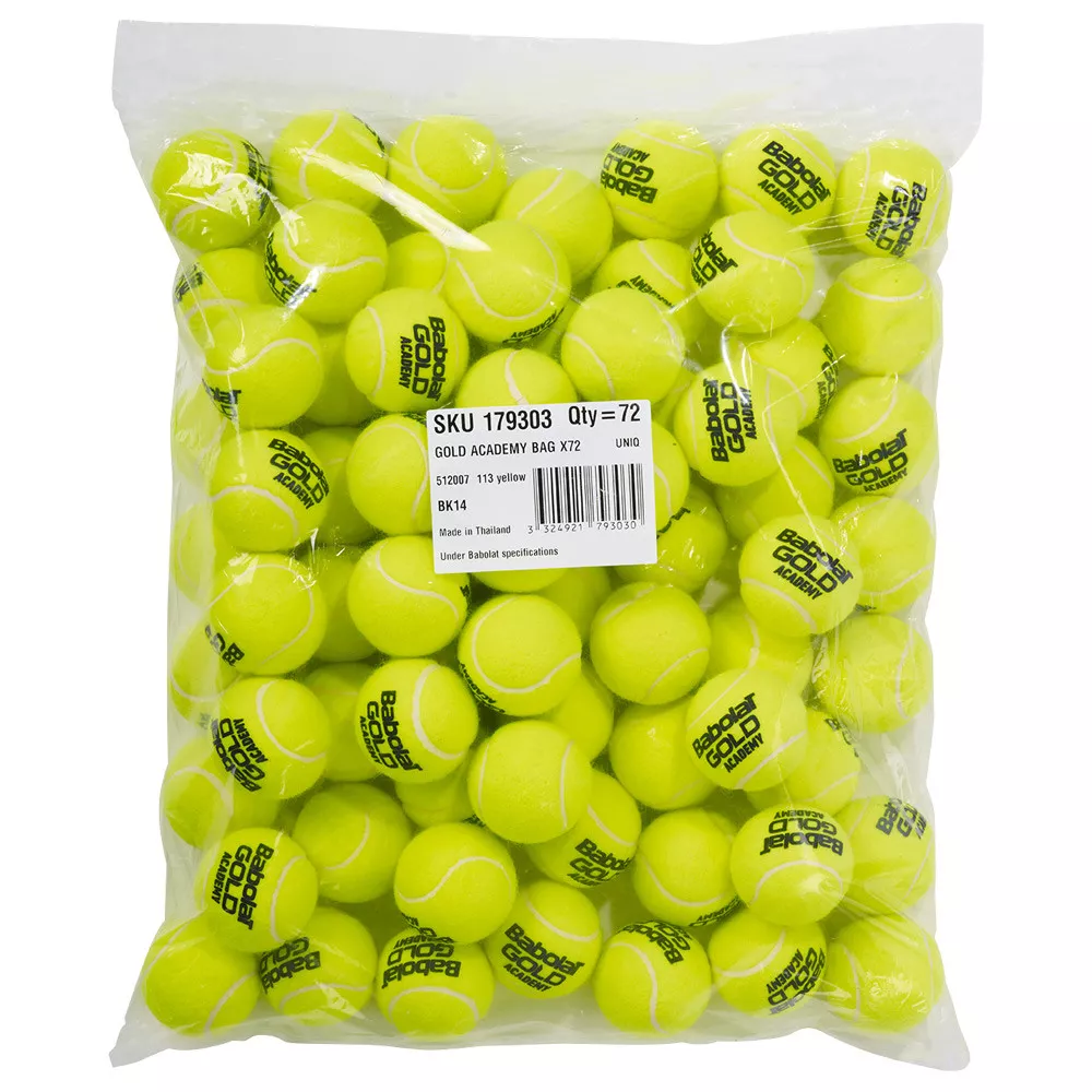 Secchio di 72 palline da tennis Babolat Gold Academy.