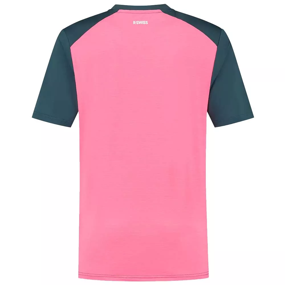 T-shirt K-Swiss Hypercourt Print Crew Blu petrolio / Rosa