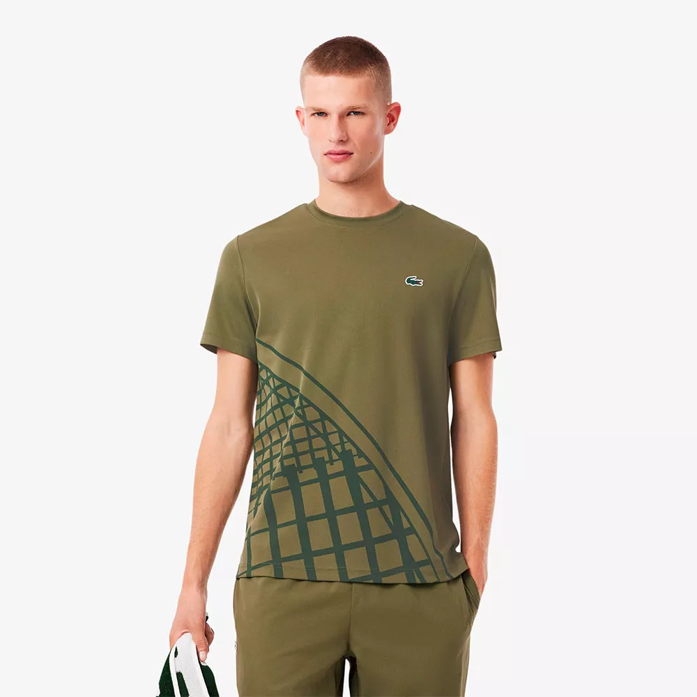 T-shirt Lacoste Ultra Dry Stampato Bianco Ecr&ugrave;