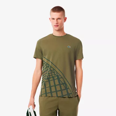 T-shirt Lacoste Ultra Dry Stampato Bianco Ecr&ugrave;