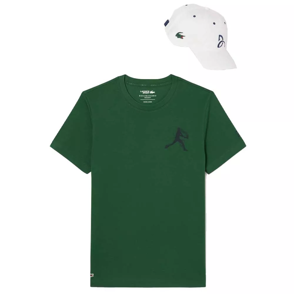 Pacco T-Shirt + Cappellino Lacoste Tennis x Novak Djokovic Grigio M&eacute;lange / Bianco