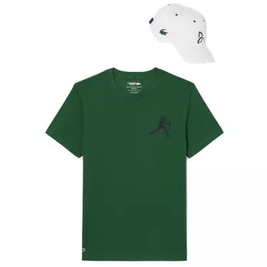 Pacco T-Shirt + Cappellino Lacoste Tennis x Novak Djokovic Grigio M&eacute;lange / Bianco