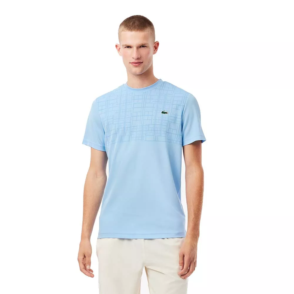 T-shirt Lacoste Tennis Novak Djokovic Ultra Dry Stampata Nero