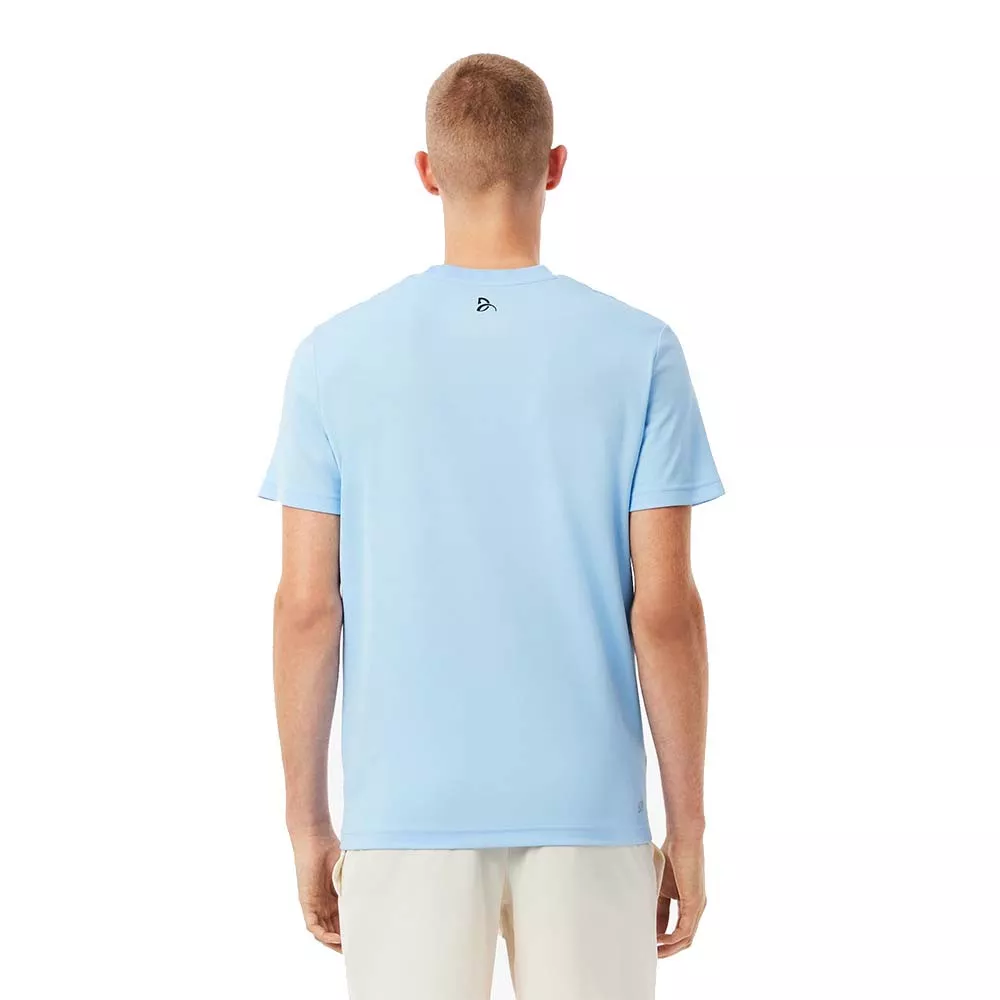 T-shirt Lacoste Tennis Novak Djokovic Ultra Dry Stampata Nero