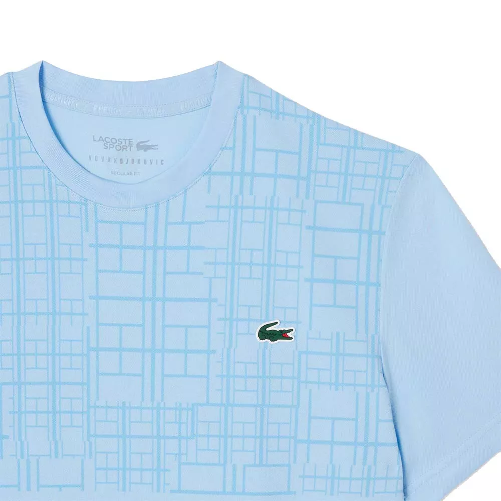 T-shirt Lacoste Tennis Novak Djokovic Ultra Dry Stampata Nero