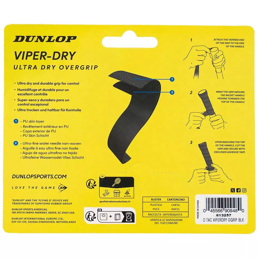 Overgrips Dunlop Viper-Dry Nero x 3