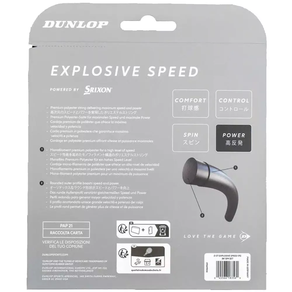 Corda Dunlop Explosive Speed Nero 12m