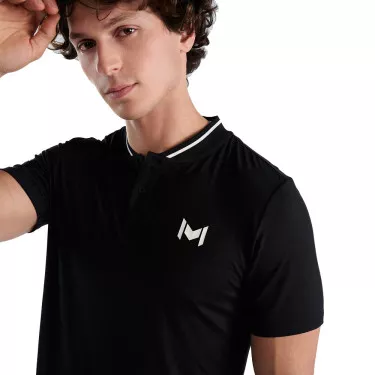 Polo Mouratoglou Mandarin Collar Nero