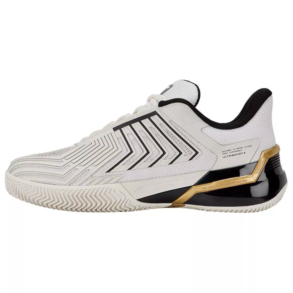 Scarpe K-Swiss Ultrashot 4 Clay Bianco / Nero / Oro