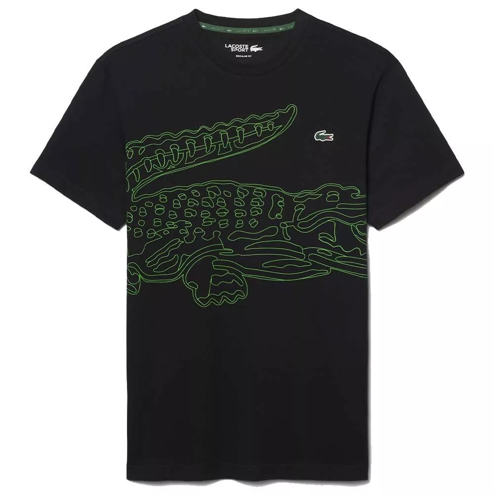 T-shirt Lacoste Sport Ultra Dry Stampa Coccodrillo Nero / Verde
