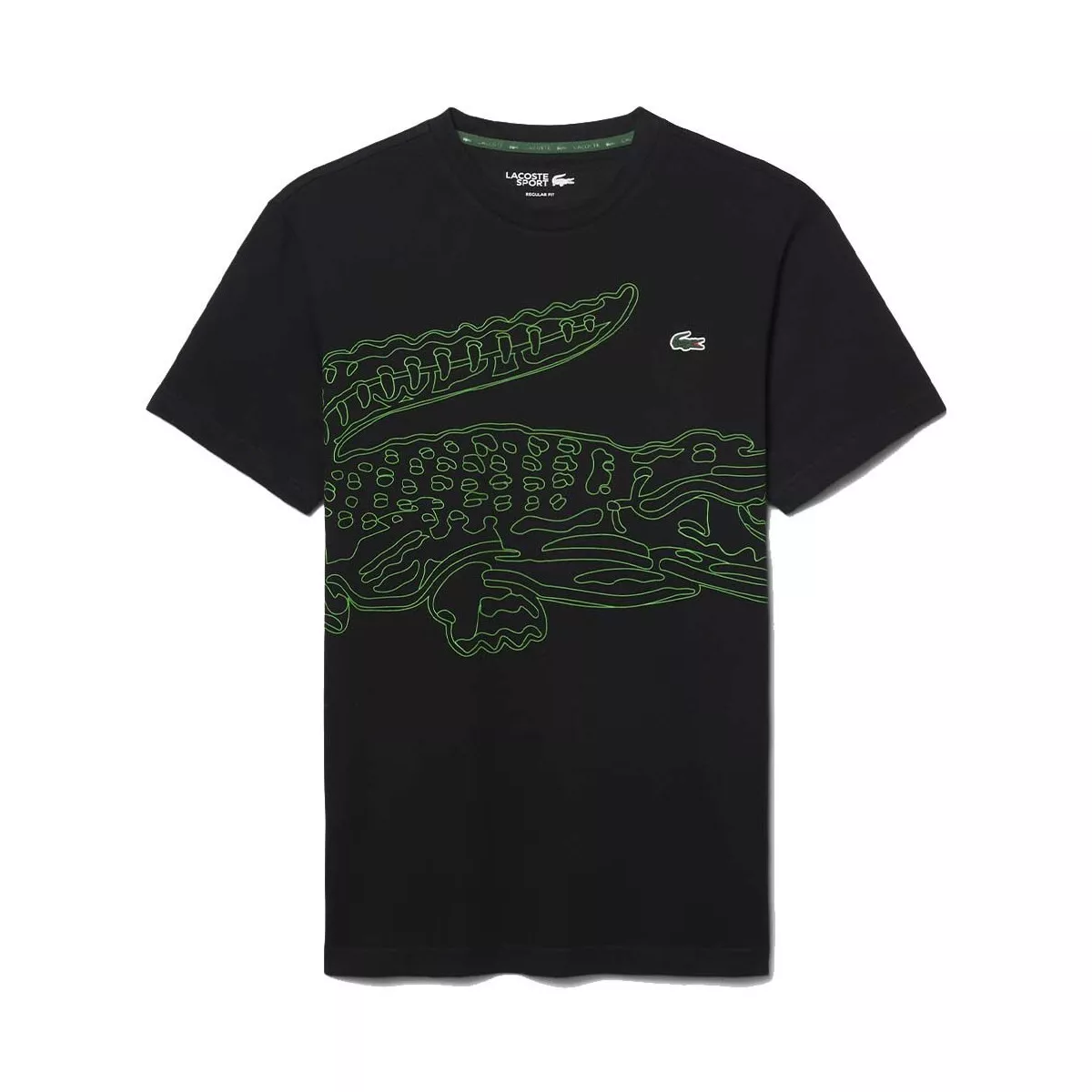 T-shirt Lacoste Sport Ultra Dry Stampa Coccodrillo Nero / Verde