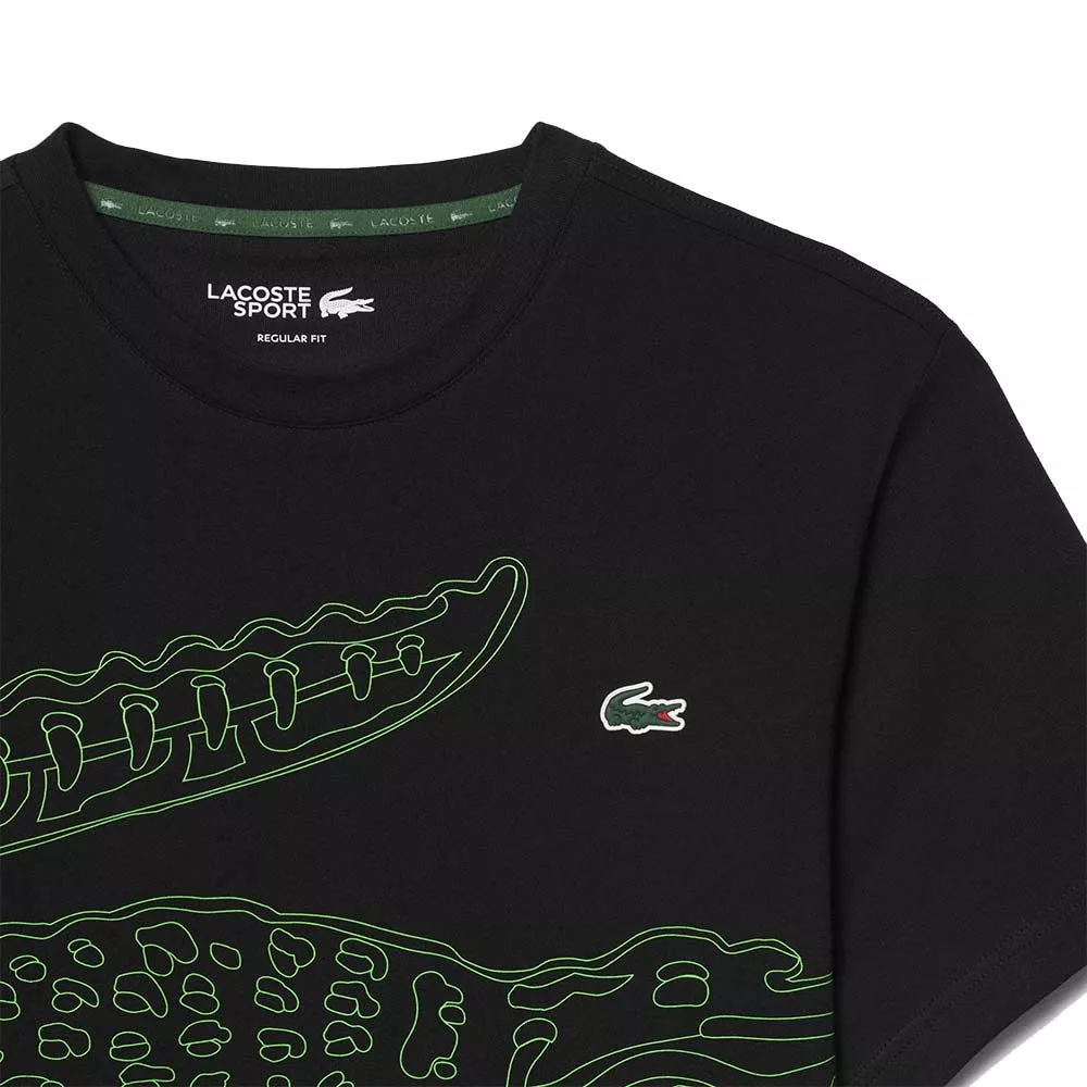 T-shirt Lacoste Sport Ultra Dry Stampa Coccodrillo Nero / Verde