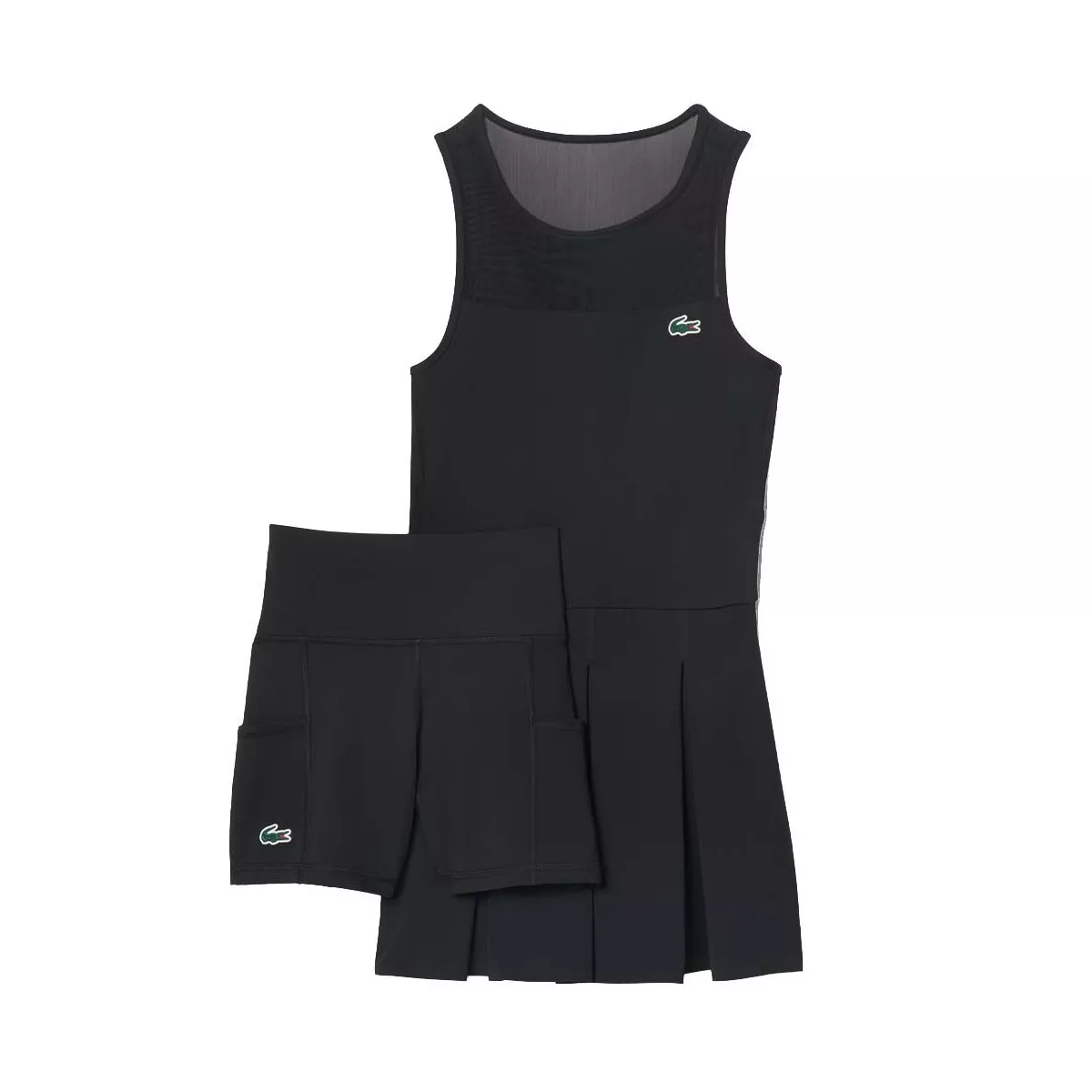 Abito Lacoste Tennis Plissettato Stretch Nero