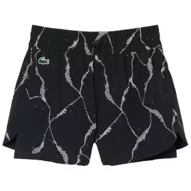 Pantaloncini Lacoste Tennis Stampa Riflettente Donna Neri