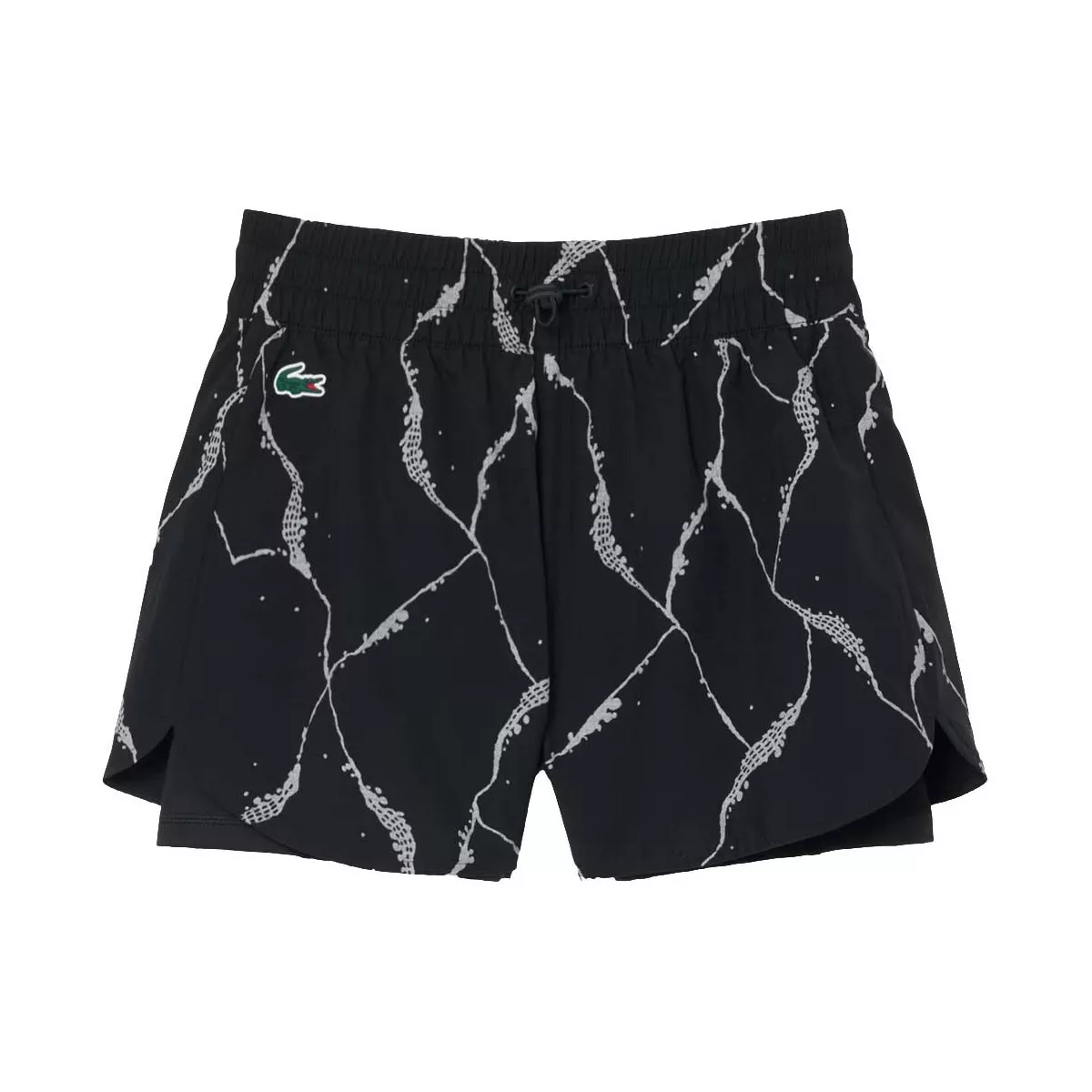 Pantaloncini Lacoste Tennis Stampa Riflettente Donna Neri