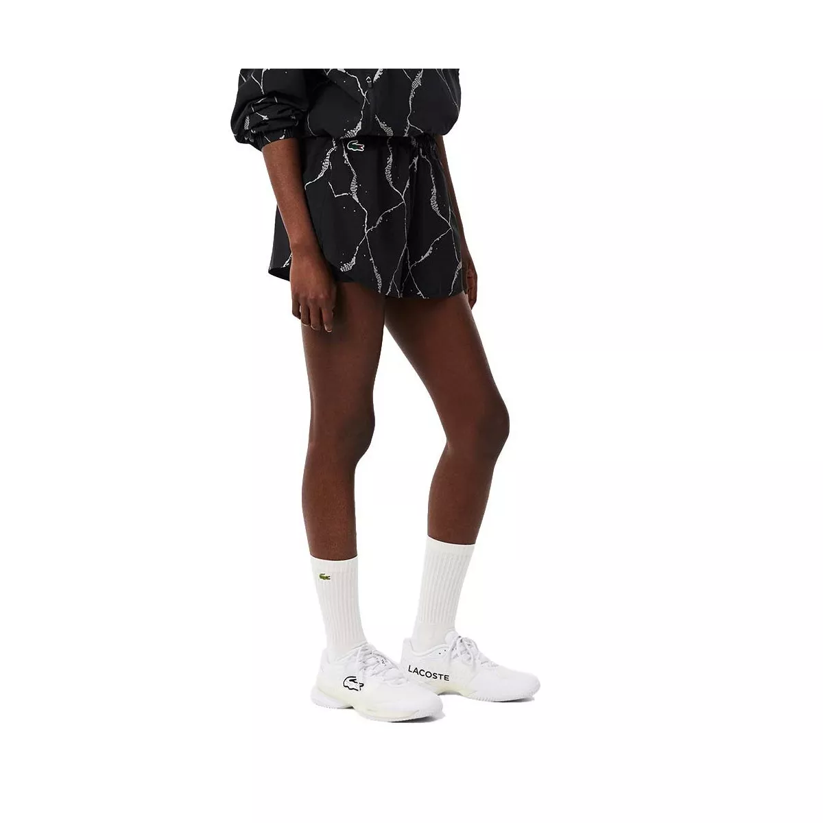 Pantaloncini Lacoste Tennis Stampa Riflettente Donna Neri