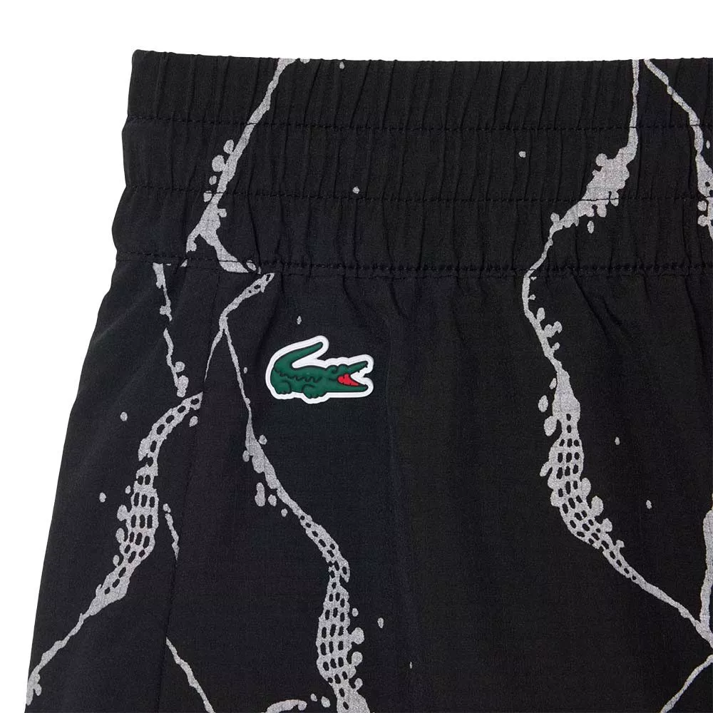 Pantaloncini Lacoste Tennis Stampa Riflettente Donna Neri
