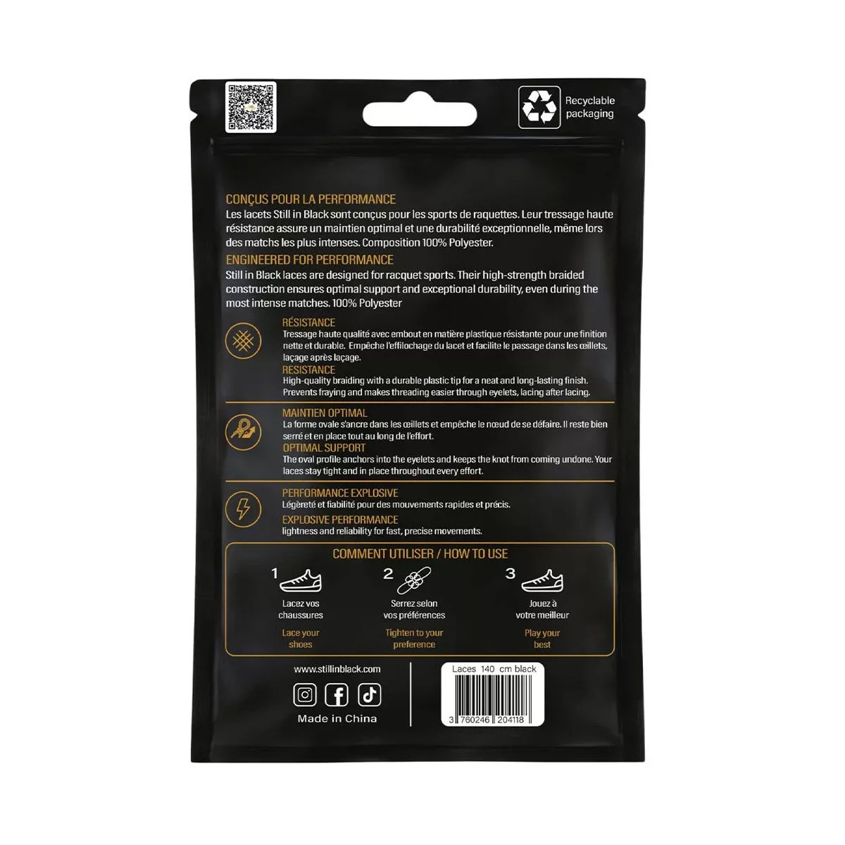 Lacci Still In Black 140cm Neri